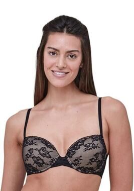 Skarlett Blue Whimsical Demi T-Shirt Tee Bra Underwire Lace Nude Black 36DDD